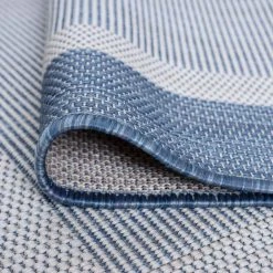 Eco Solid Border Blue 3 ft. x 10 ft. Indoor/Outdoor Runner Rug by Tayse Rugs -Malibu Wide Plank Shop blue tayse rugs outdoor rugs eco1202 3x10 1f 1000