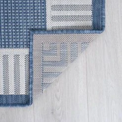 Eco Solid Border Blue 6 ft. Round Indoor/Outdoor Area Rug by Tayse Rugs -Malibu Wide Plank Shop blue tayse rugs outdoor rugs eco1202 6rnd 4f 1000