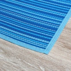 Luna Blue 6 ft. x 9 ft. Stripes Indoor/Outdoor Area Rug by Tayse Rugs -Malibu Wide Plank Shop blue tayse rugs outdoor rugs lna1006 6x9 c3 1000