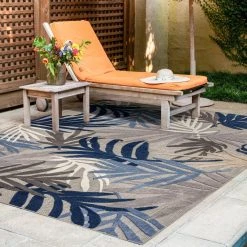 Oasis Floral Blue 5 ft. x 7 ft. Indoor/Outdoor Area Rug by Tayse Rugs -Malibu Wide Plank Shop blue tayse rugs outdoor rugs oas1006 5x7 31 1000