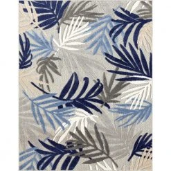 Oasis Floral Blue 5 ft. x 7 ft. Indoor/Outdoor Area Rug by Tayse Rugs