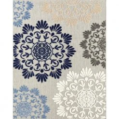 Oasis Floral Blue 5 ft. x 7 ft. Indoor/Outdoor Area Rug by Tayse Rugs