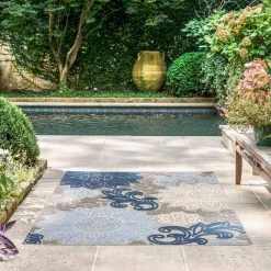 Oasis Floral Blue 8 ft. x 10 ft. Indoor/Outdoor Area Rug by Tayse Rugs -Malibu Wide Plank Shop blue tayse rugs outdoor rugs oas1306 8x10 44 1000