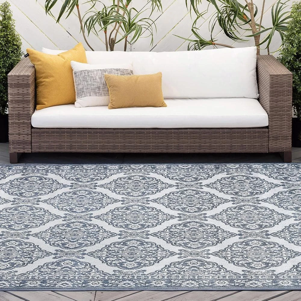 Vista Floral Blue 5 ft. x 7 ft. Indoor/Outdoor Area Rug by Tayse Rugs 10 Vista Floral Blue 5 ft. x 7 ft. Indoor/Outdoor Area Rug by Tayse Rugs - Image 8
