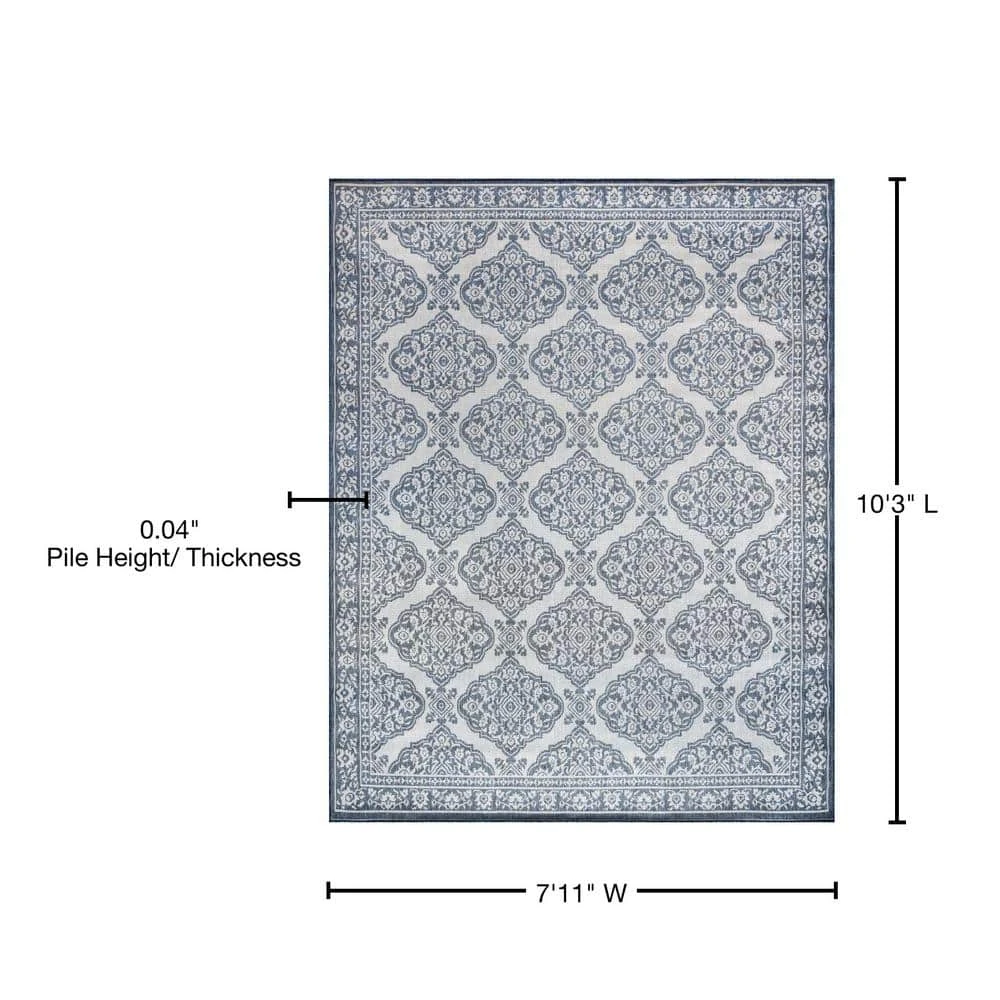 Vista Floral Blue 8 ft. x 10 ft. Indoor/Outdoor Area Rug by Tayse Rugs 9 Vista Floral Blue 8 ft. x 10 ft. Indoor/Outdoor Area Rug by Tayse Rugs - Image 7