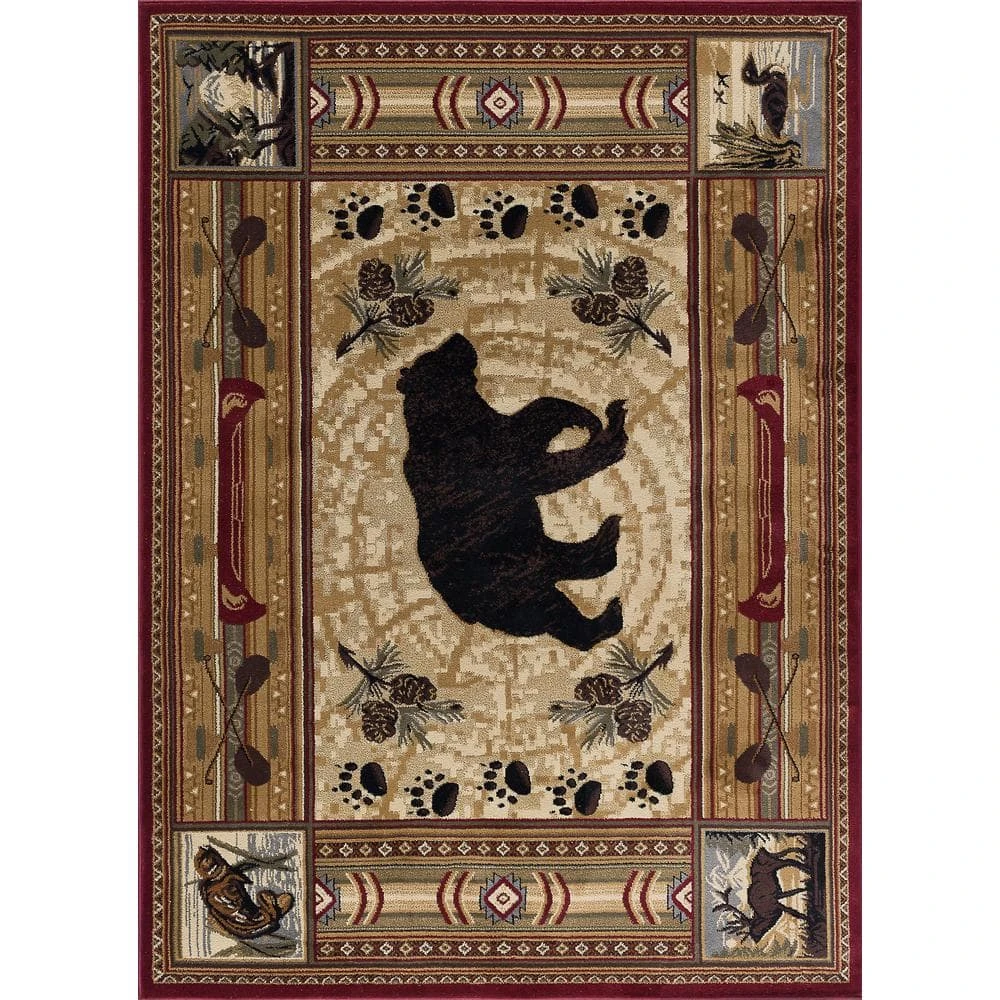 Nature Red 5 ft. x 7 ft. Lodge Area Rug by Tayse Rugs 3 Nature Red 5 ft. x 7 ft. Lodge Area Rug by Tayse Rugs