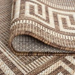 Eco Greek Key Brown 5 ft. x 8 ft. Indoor/Outdoor Area Rug by Tayse Rugs -Malibu Wide Plank Shop brown tayse rugs outdoor rugs eco1003 5x8 1f 1000