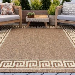 Eco Greek Key Brown 5 ft. x 8 ft. Indoor/Outdoor Area Rug by Tayse Rugs -Malibu Wide Plank Shop brown tayse rugs outdoor rugs eco1003 5x8 31 1000