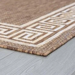 Eco Greek Key Brown 5 ft. x 8 ft. Indoor/Outdoor Area Rug by Tayse Rugs -Malibu Wide Plank Shop brown tayse rugs outdoor rugs eco1003 5x8 c3 1000