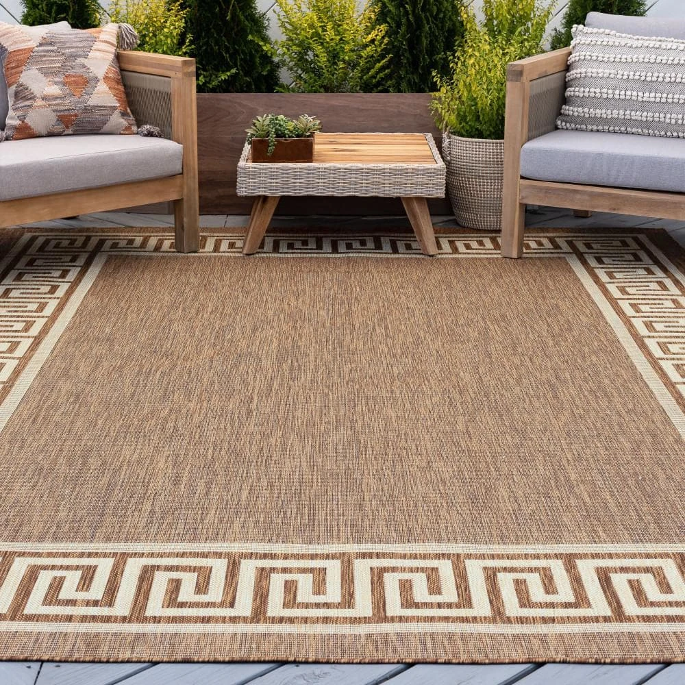 Eco Greek Key Brown 9 ft. x 12 ft. Indoor/Outdoor Area Rug by Tayse Rugs 9 Eco Greek Key Brown 9 ft. x 12 ft. Indoor/Outdoor Area Rug by Tayse Rugs - Image 7