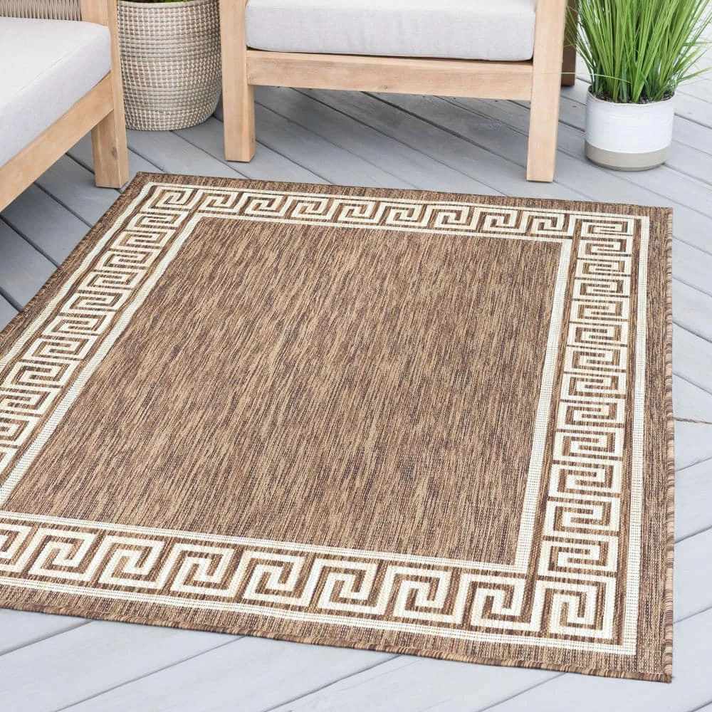 Eco Greek Key Brown 9 ft. x 12 ft. Indoor/Outdoor Area Rug by Tayse Rugs 8 Eco Greek Key Brown 9 ft. x 12 ft. Indoor/Outdoor Area Rug by Tayse Rugs - Image 6