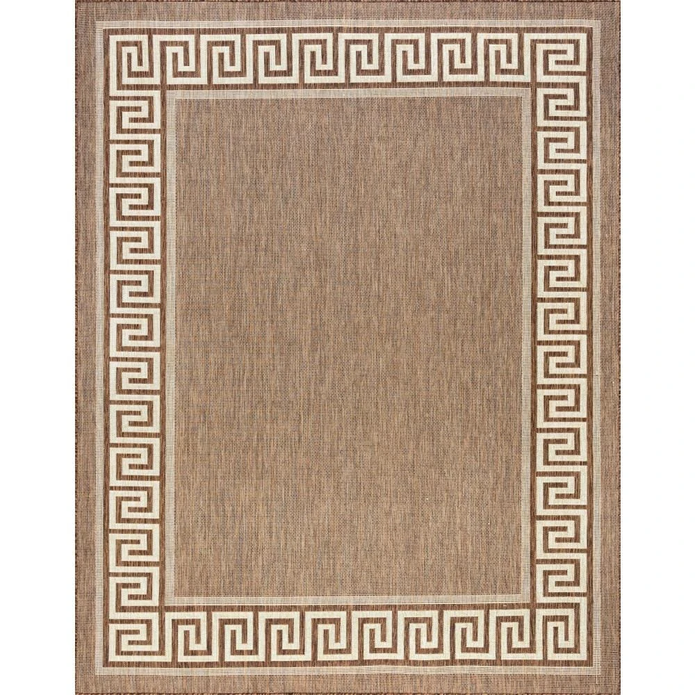 Eco Greek Key Brown 9 ft. x 12 ft. Indoor/Outdoor Area Rug by Tayse Rugs 3 Eco Greek Key Brown 9 ft. x 12 ft. Indoor/Outdoor Area Rug by Tayse Rugs