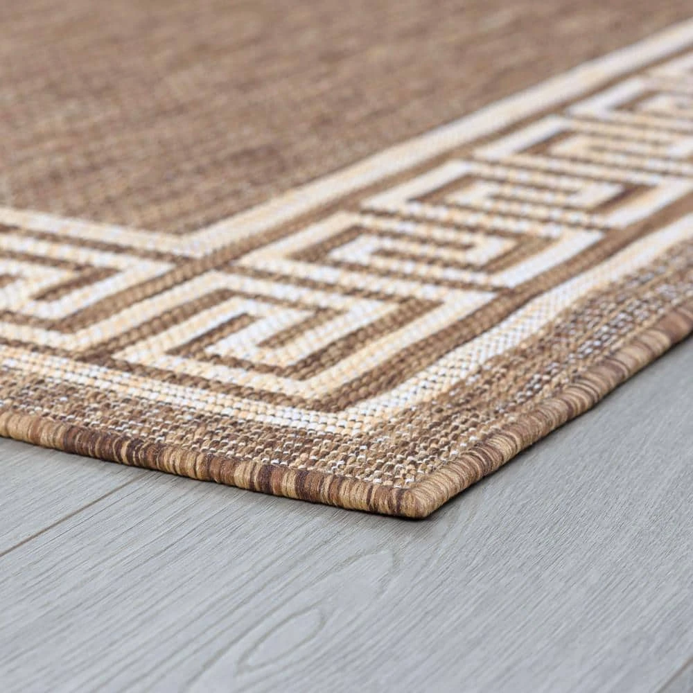 Eco Greek Key Brown 9 ft. x 12 ft. Indoor/Outdoor Area Rug by Tayse Rugs 5 Eco Greek Key Brown 9 ft. x 12 ft. Indoor/Outdoor Area Rug by Tayse Rugs - Image 3