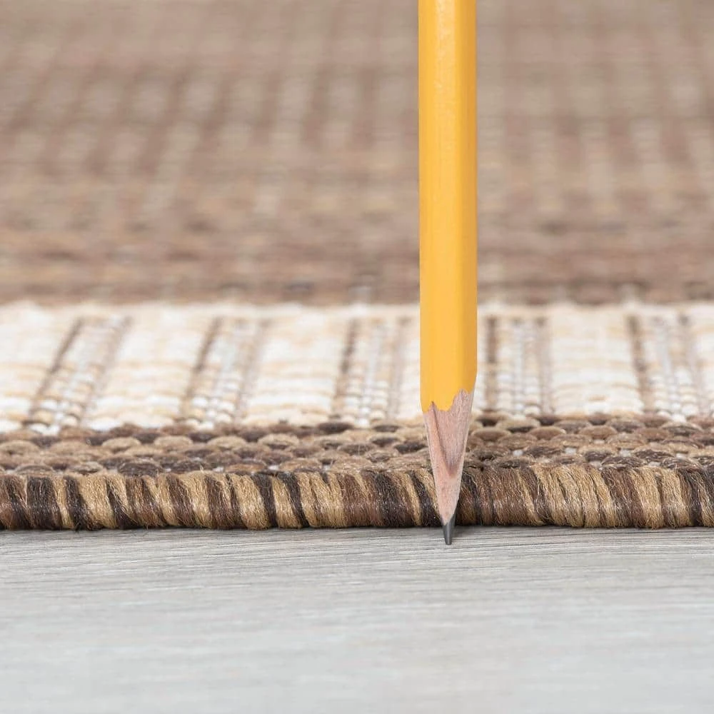 Eco Greek Key Brown 9 ft. x 12 ft. Indoor/Outdoor Area Rug by Tayse Rugs 4 Eco Greek Key Brown 9 ft. x 12 ft. Indoor/Outdoor Area Rug by Tayse Rugs - Image 2