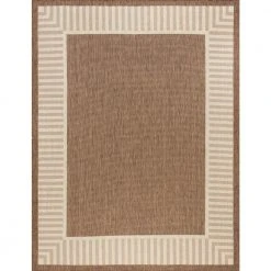 Eco Striped Border Brown 4 ft. x 6 ft. Indoor/Outdoor Area Rug by Tayse Rugs