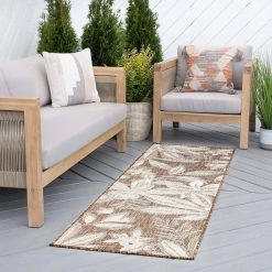 Eco Floral Brown 3 ft. x 10 ft. Indoor/Outdoor Runner Rug by Tayse Rugs 15 Eco Floral Brown 3 ft. x 10 ft. Indoor/Outdoor Runner Rug by Tayse Rugs -Malibu Wide Plank Shop brown tayse rugs outdoor rugs eco1703 3x10 31 1000