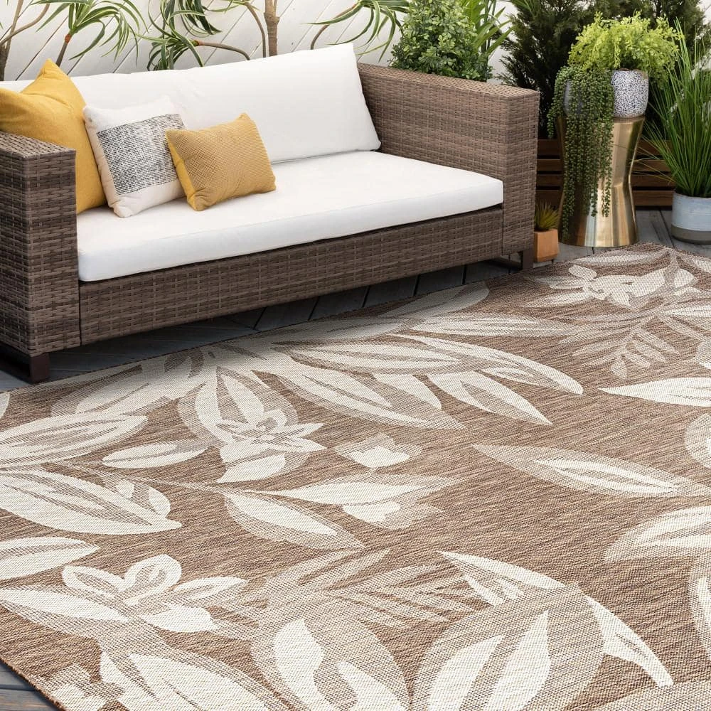 Eco Floral Brown 3 ft. x 10 ft. Indoor/Outdoor Runner Rug by Tayse Rugs 8 Eco Floral Brown 3 ft. x 10 ft. Indoor/Outdoor Runner Rug by Tayse Rugs - Image 6