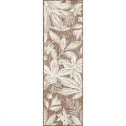 Eco Floral Brown 3 ft. x 10 ft. Indoor/Outdoor Runner Rug by Tayse Rugs