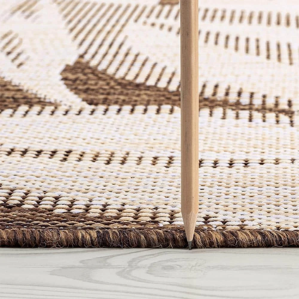 Eco Floral Brown 3 ft. x 10 ft. Indoor/Outdoor Runner Rug by Tayse Rugs 4 Eco Floral Brown 3 ft. x 10 ft. Indoor/Outdoor Runner Rug by Tayse Rugs - Image 2