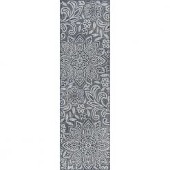Veranda Floral Charcoal 3 ft. x 8 ft. Indoor/Outdoor Runner Rug by Tayse Rugs