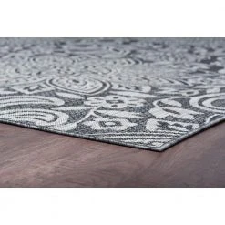 Veranda Floral Charcoal 8 ft. x 10 ft. Indoor/Outdoor Area Rug by Tayse Rugs -Malibu Wide Plank Shop charcoal tayse rugs outdoor rugs vnd2618 8x10 4f 1000
