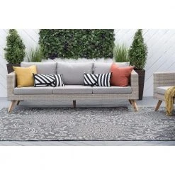 Veranda Floral Charcoal 8 ft. x 10 ft. Indoor/Outdoor Area Rug by Tayse Rugs -Malibu Wide Plank Shop charcoal tayse rugs outdoor rugs vnd2618 8x10 fa 1000