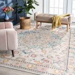 Anabel Medallion Cream 8 ft. x 10 ft. Indoor Area Rug by Tayse Rugs 17 Anabel Medallion Cream 8 ft. x 10 ft. Indoor Area Rug by Tayse Rugs -Malibu Wide Plank Shop cream tayse rugs area rugs anb1717 8x10 31 1000