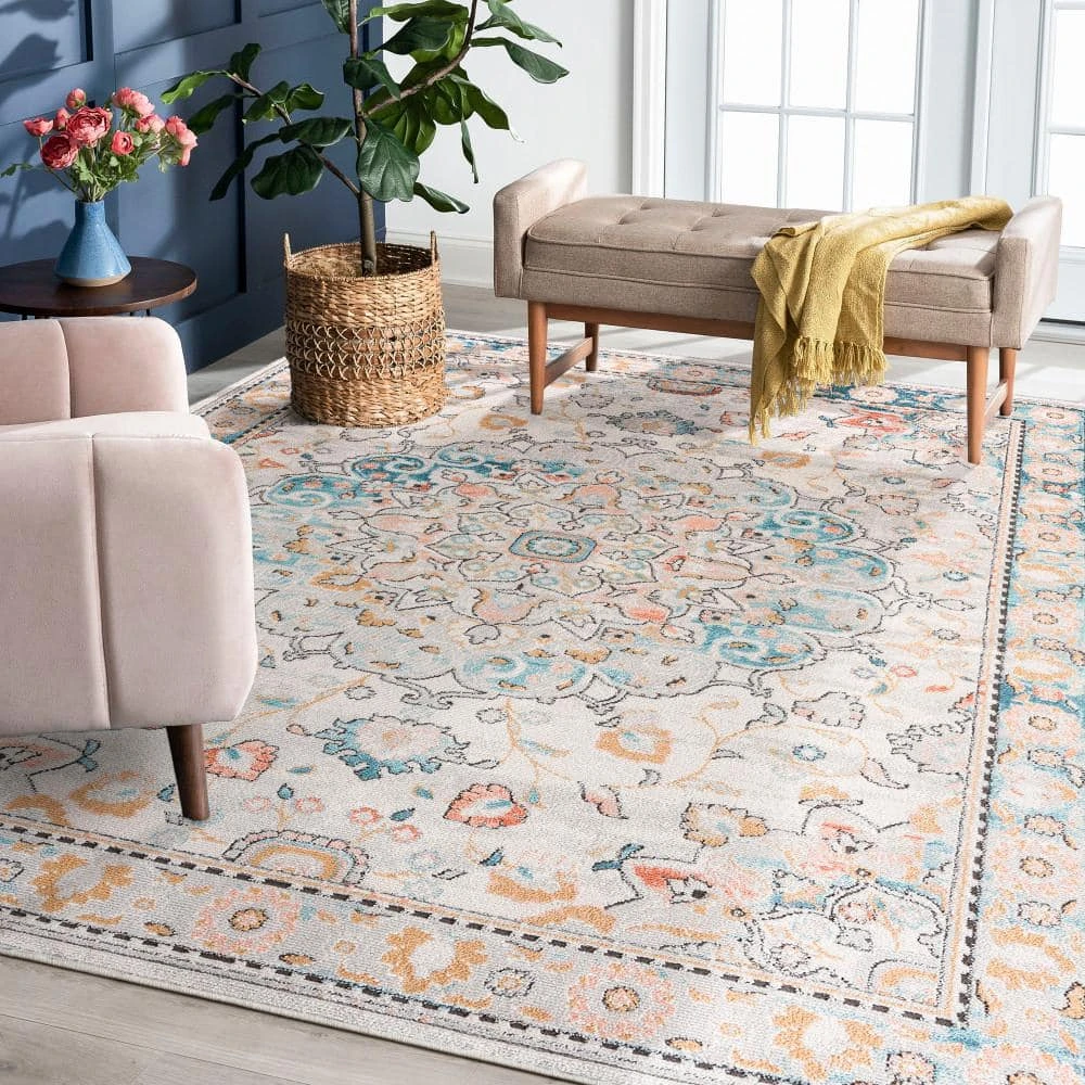 Anabel Medallion Cream 8 ft. x 10 ft. Indoor Area Rug by Tayse Rugs 10 Anabel Medallion Cream 8 ft. x 10 ft. Indoor Area Rug by Tayse Rugs - Image 8
