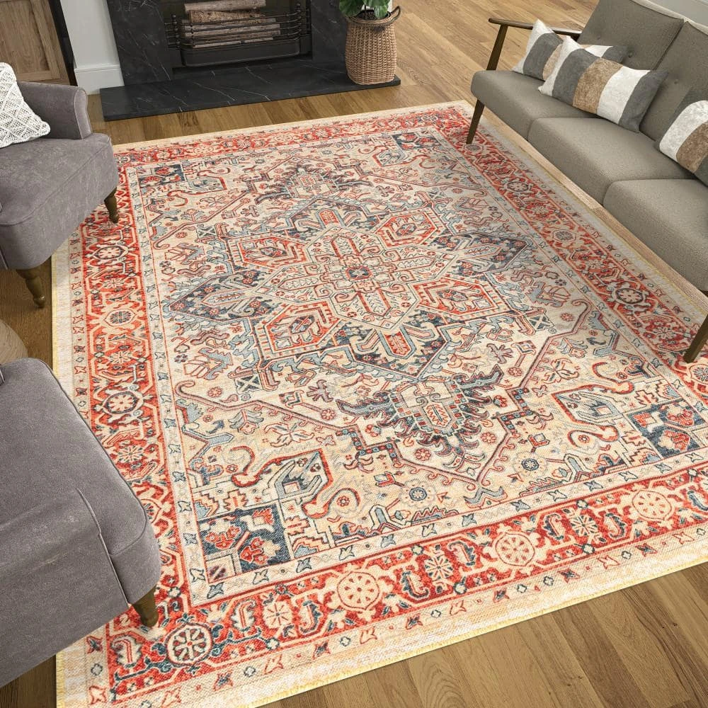 Antiquity Oriental Cream 5 ft. x 8 ft. Machine Washable Indoor Area Rug by Tayse Rugs 10 Antiquity Oriental Cream 5 ft. x 8 ft. Machine Washable Indoor Area Rug by Tayse Rugs - Image 8