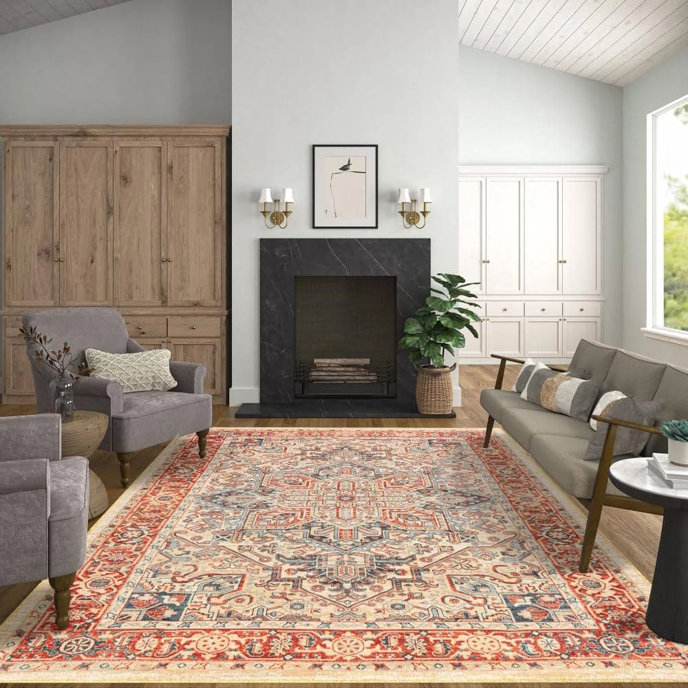 Antiquity Oriental Cream 5 ft. x 8 ft. Machine Washable Indoor Area Rug by Tayse Rugs 8 Antiquity Oriental Cream 5 ft. x 8 ft. Machine Washable Indoor Area Rug by Tayse Rugs - Image 6