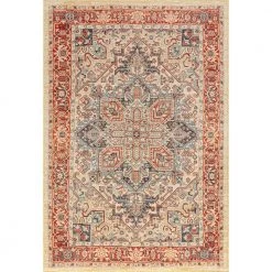 Antiquity Oriental Cream 5 ft. x 8 ft. Machine Washable Indoor Area Rug by Tayse Rugs 16 Antiquity Oriental Cream 5 ft. x 8 ft. Machine Washable Indoor Area Rug by Tayse Rugs -Malibu Wide Plank Shop cream tayse rugs area rugs aqy1017 5x8 fa 1000
