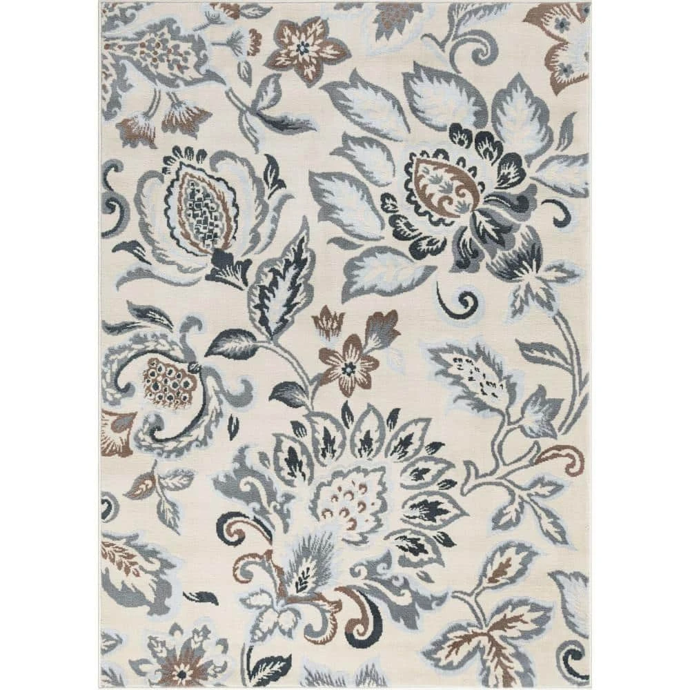 Madison Floral Cream 8 ft. x 10 ft. Indoor Area Rug by Tayse Rugs 3 Madison Floral Cream 8 ft. x 10 ft. Indoor Area Rug by Tayse Rugs