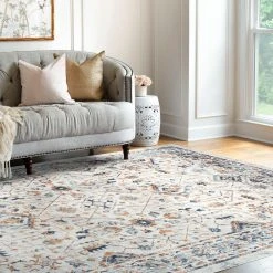 Palazzo Border Cream 8 ft. x 10 ft. Indoor Area Rug by Tayse Rugs -Malibu Wide Plank Shop cream tayse rugs area rugs plz2517 8x10 44 1000