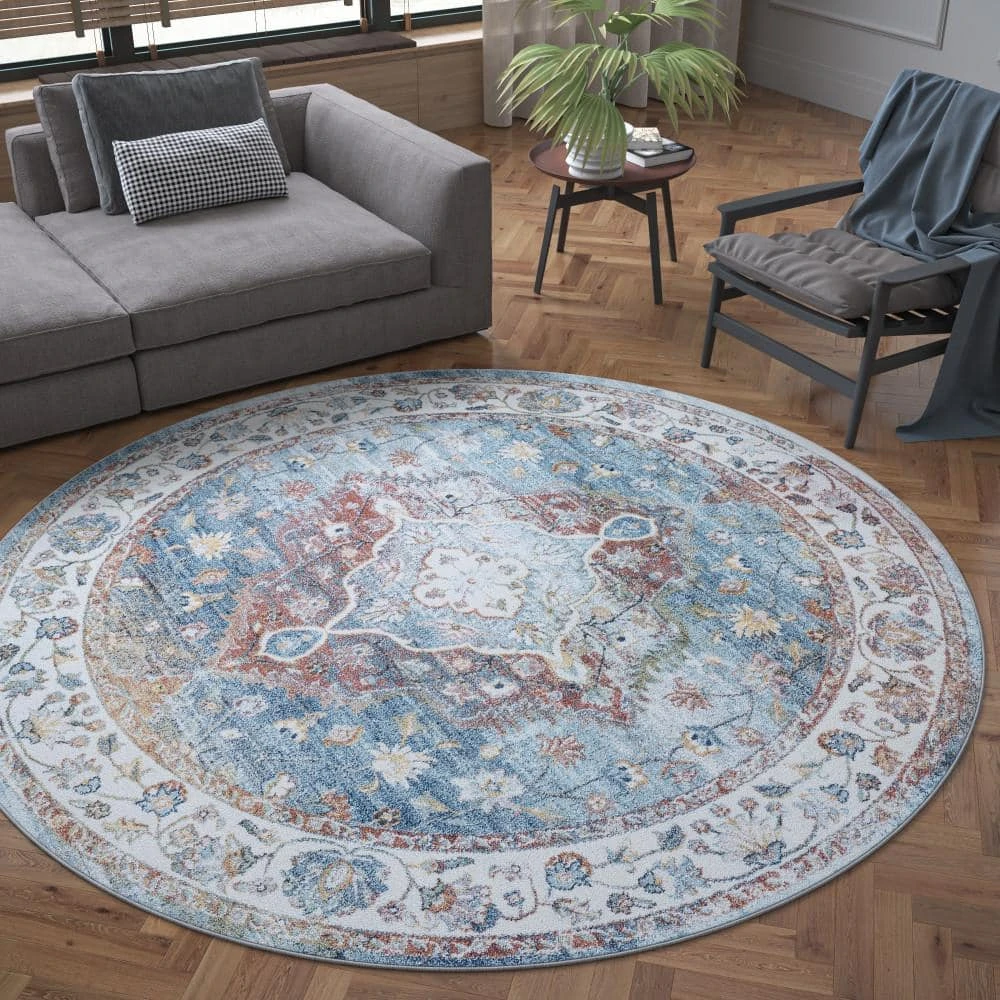 Reina Oriental Cream 8 ft. Round Indoor Area Rug by Tayse Rugs 8 Reina Oriental Cream 8 ft. Round Indoor Area Rug by Tayse Rugs - Image 6