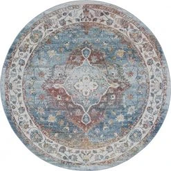 Reina Oriental Cream 8 ft. Round Indoor Area Rug by Tayse Rugs