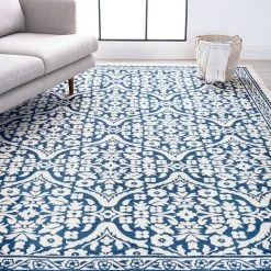 Madison Medallion Dark Blue 8 ft. x 10 ft. Indoor Area Rug by Tayse Rugs -Malibu Wide Plank Shop dark blue tayse rugs area rugs mdn4007 8x10 44 1000