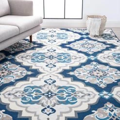Madison Floral Dark Blue 8 ft. x 10 ft. Indoor Area Rug by Tayse Rugs -Malibu Wide Plank Shop dark blue tayse rugs area rugs mdn4107 8x10 fa 1000