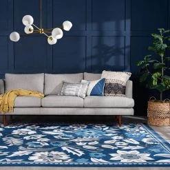 Madison Floral Dark Blue 5 ft. x 7 ft. Indoor Area Rug by Tayse Rugs -Malibu Wide Plank Shop dark blue tayse rugs area rugs mdn4307 5x7 31 1000