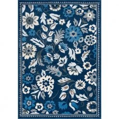 Madison Floral Dark Blue 5 ft. x 7 ft. Indoor Area Rug by Tayse Rugs