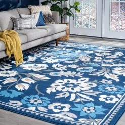 Madison Floral Dark Blue 5 ft. x 7 ft. Indoor Area Rug by Tayse Rugs -Malibu Wide Plank Shop dark blue tayse rugs area rugs mdn4307 5x7 76 1000