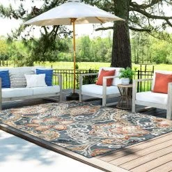 Tropic Floral Dark Blue 8 ft. x 10 ft. Indoor/Outdoor Area Rug by Tayse Rugs 17 Tropic Floral Dark Blue 8 ft. x 10 ft. Indoor/Outdoor Area Rug by Tayse Rugs -Malibu Wide Plank Shop dark blue tayse rugs outdoor rugs trp1307 8x10 31 1000