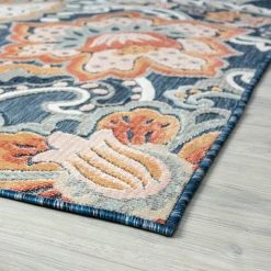 Tropic Floral Dark Blue 8 ft. x 10 ft. Indoor/Outdoor Area Rug by Tayse Rugs 12 Tropic Floral Dark Blue 8 ft. x 10 ft. Indoor/Outdoor Area Rug by Tayse Rugs -Malibu Wide Plank Shop dark blue tayse rugs outdoor rugs trp1307 8x10 c3 1000