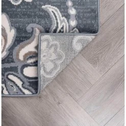 Madison Floral Dark Gray 2 ft. x 10 ft. Indoor Runner Rug by Tayse Rugs -Malibu Wide Plank Shop dark gray tayse rugs area rugs mdn3541 2x10 1f 1000