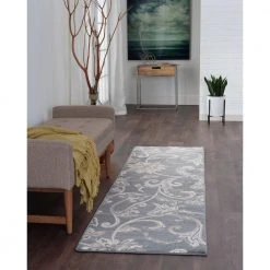Madison Floral Dark Gray 2 ft. x 10 ft. Indoor Runner Rug by Tayse Rugs -Malibu Wide Plank Shop dark gray tayse rugs area rugs mdn3541 2x10 31 1000