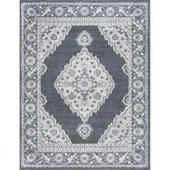 Madison Medallion Dark Gray 8 ft. x 10 ft. Indoor Area Rug by Tayse Rugs