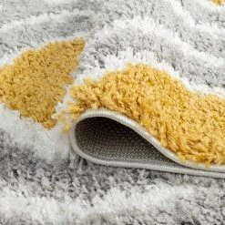 Uptown Shag Geometric Gold 8 ft. x 10 ft. Indoor Area Rug by Tayse Rugs -Malibu Wide Plank Shop gold tayse rugs area rugs upt1010 8x10 1f 1000