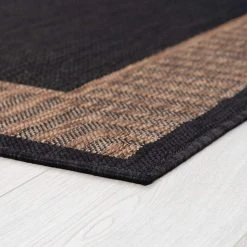 Eco Striped Border Gold 2 ft. x 3 ft. Indoor/Outdoor Area Rug by Tayse Rugs -Malibu Wide Plank Shop gold tayse rugs outdoor rugs eco1101 2x3 c3 1000