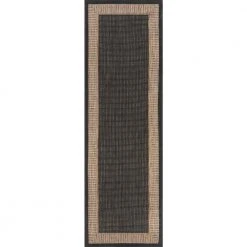 Eco Striped Border Gold 3 ft. x 10 ft. Indoor/Outdoor Runner Rug by Tayse Rugs