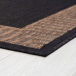 Eco Striped Border Gold 3 ft. x 10 ft. Indoor/Outdoor Runner Rug by Tayse Rugs -Malibu Wide Plank Shop gold tayse rugs outdoor rugs eco1101 3x10 c3 1000