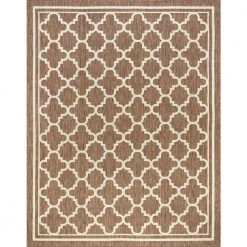 Eco Geometric Gold 9 ft. x 12 ft. Indoor/Outdoor Area Rug by Tayse Rugs